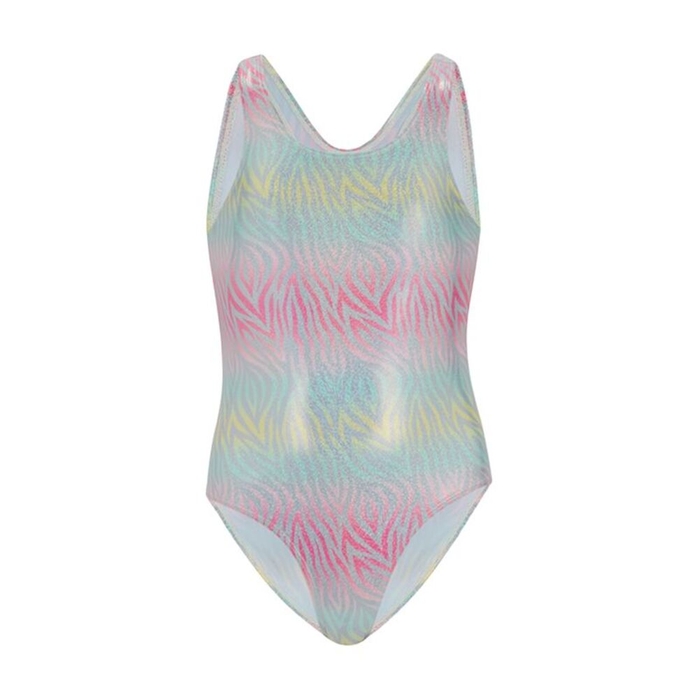 Regatta Girls Katrisse Zebra Print Metallic One Piece Bathing Suit / Ombre
